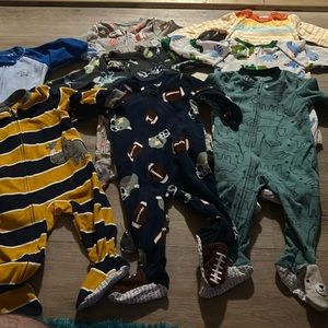 9-12 month boy fleece sleeper sleep and play outfit footie